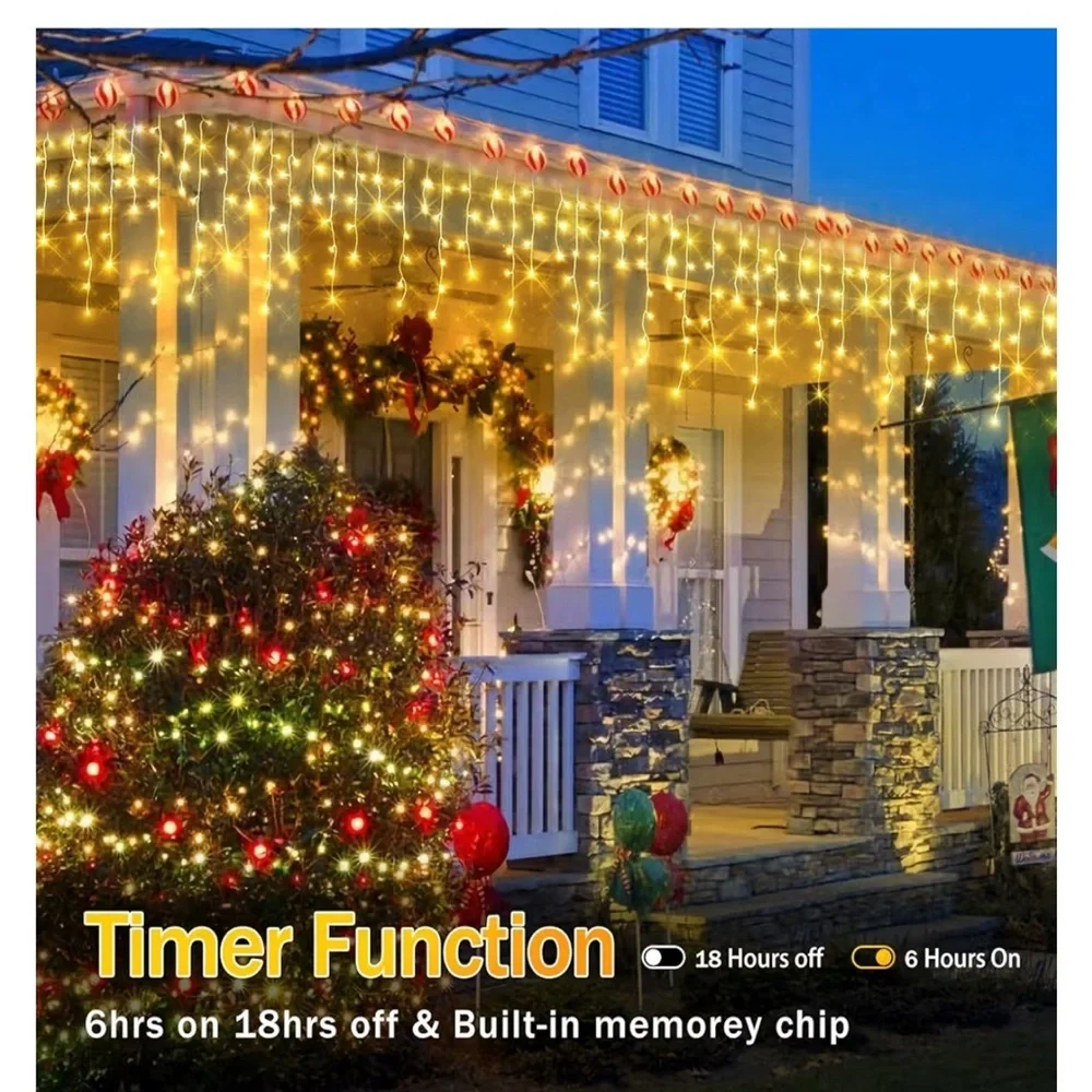 Outdoor Christmas Fairy String Lights Warm White 164 ft Holiday 12 Modes